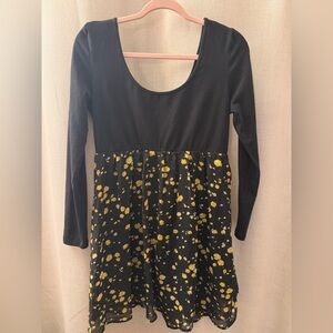 Volcom Black and Yellow Floral Long Sleeve Top